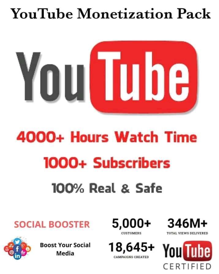 I will do monetize your U Tube channel