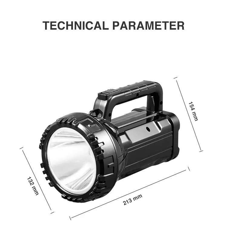 Rechargeable Bright LED Flashlight Torch 75W High Powered Searchlight Built-In Battery