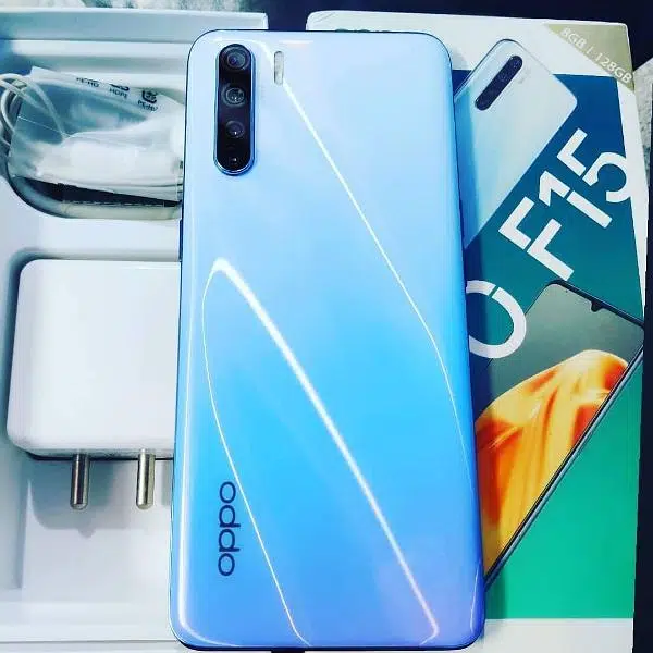 Oppo F15 8gb 128gb dual sim box all accessories pta approved