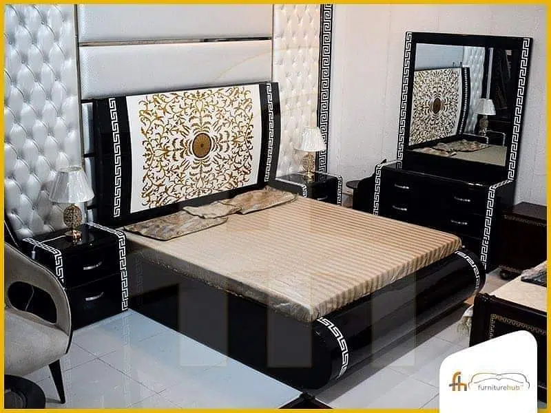 Double bed / bed set /gloss paint bed / Furniture