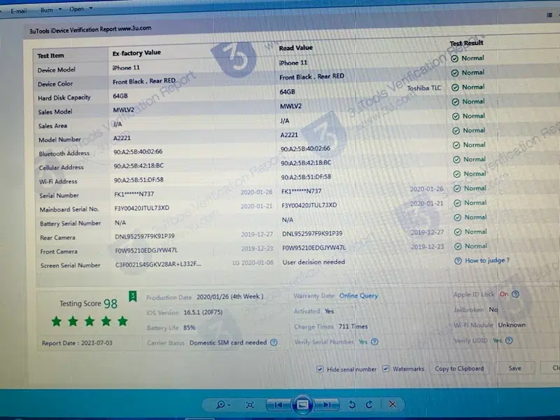 IPhone 11 Red Non PTA Sim working