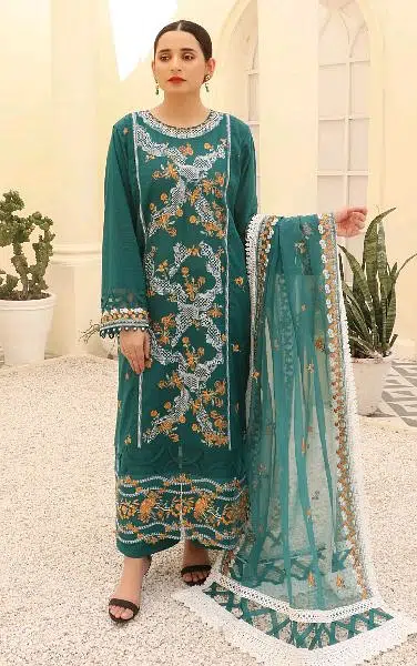 women’s wear unstitch 3 Piece Viscose / Digital Printed, Embroidered