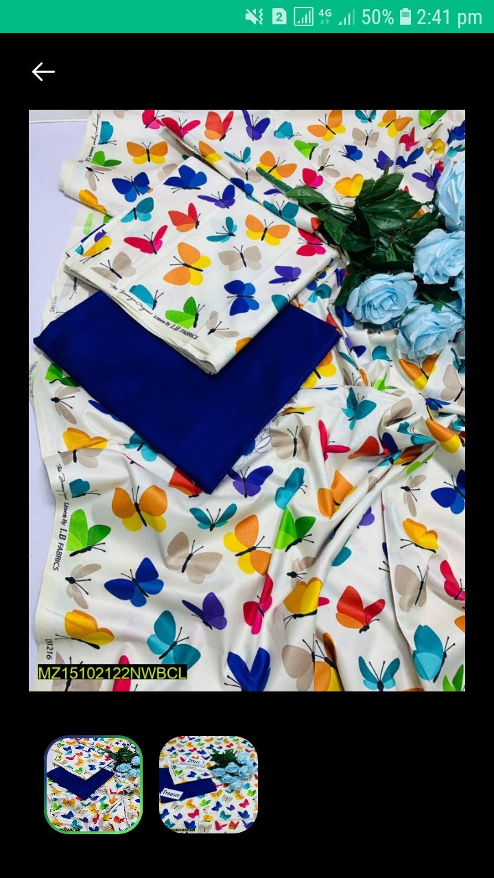 2 pcs of women unstitched linen embroidered suite