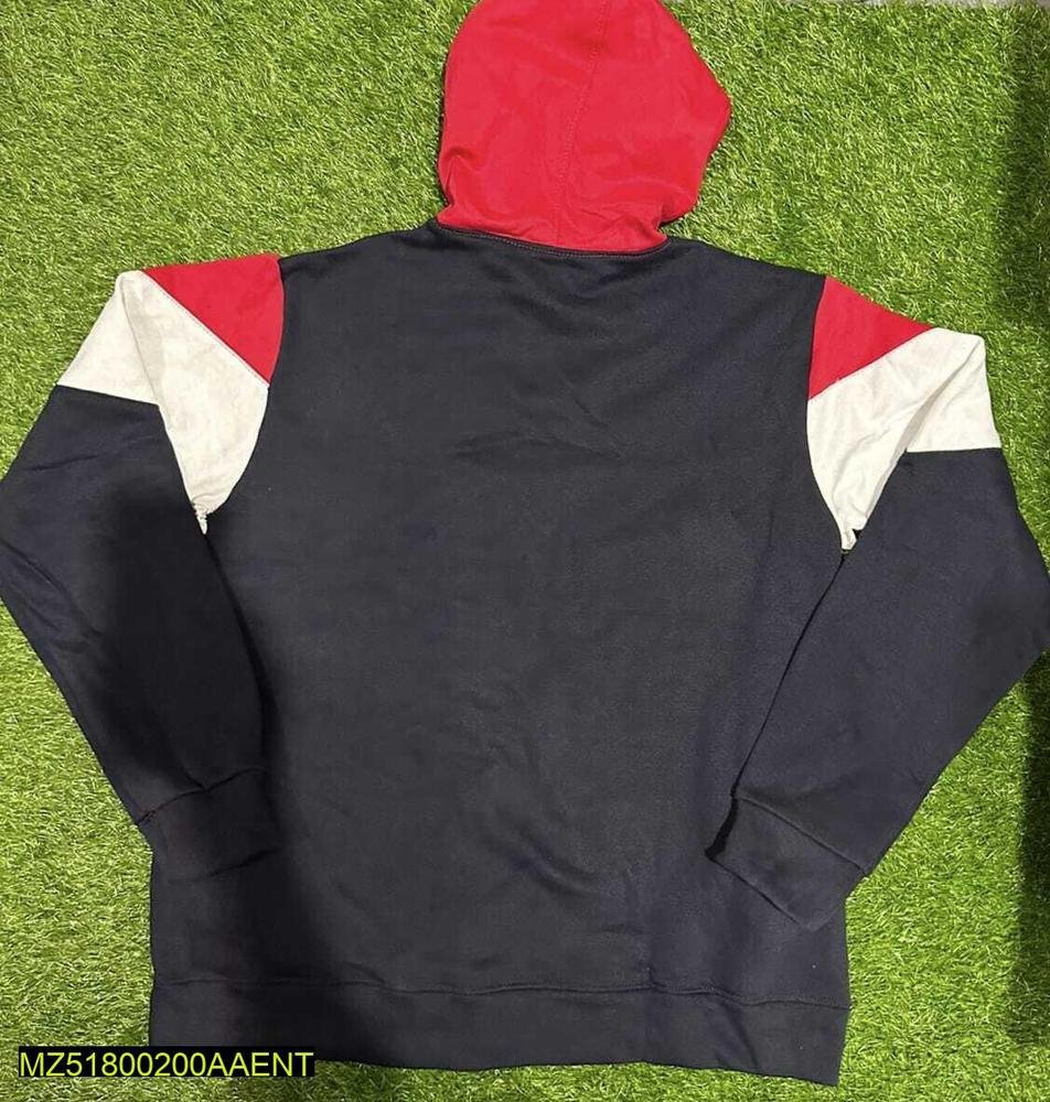 Red, white, and blue hoodie with hood. Free home delivery in all of Pakistan.
