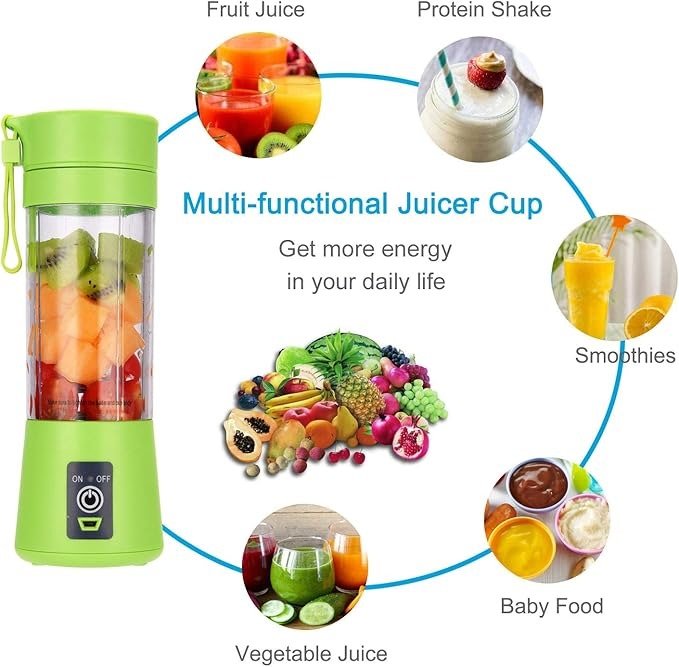 Portable Powerful 6 Blades USB Rechargeable Juicer/Blender